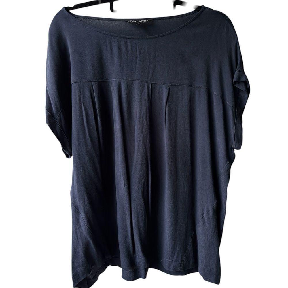 14 Petite NEXT Petite Navy Flowy Top Short Sleeve